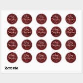 Sticker Rond Joyeux script de Noël Calligraphie Plaid (Feuille)