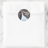Sticker Rond Joyeux script main marié | Photo de vacances (Sac)