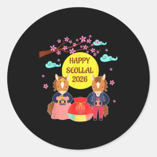 Sticker Rond Joyeux Seollal 2026 Nouvel An lunaire coréen du Ch