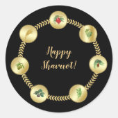 Sticker Rond Joyeux SHAVUOT ornement décoratif sept espèces Di (Devant)
