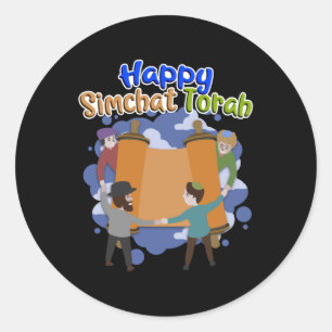 Sticker Rond Joyeux Simchat Torah, Simhat Torah, Fête juive