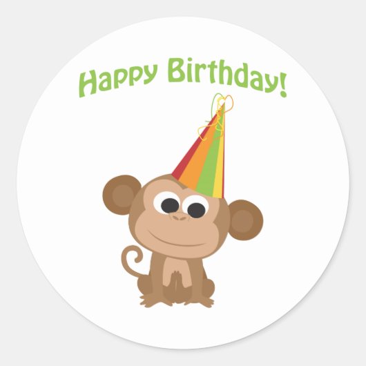 Sticker Rond Joyeux singe d'anniversaire (Devant)