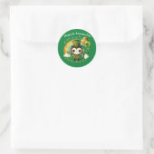 Sticker Rond Joyeux singe de la Saint Patrick (Sac)