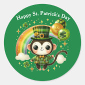Sticker Rond Joyeux singe de la Saint Patrick (Devant)