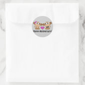 Sticker Rond Joyeux singes d'anniversaire (Sac)