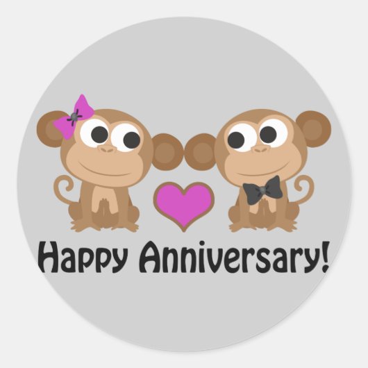 Sticker Rond Joyeux singes d'anniversaire (Devant)