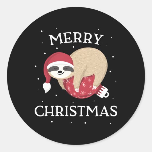 Sticker Rond Joyeux Sloth Père Noël (Devant)