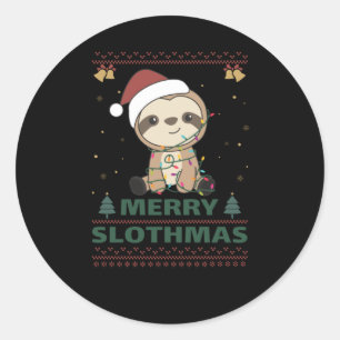 Sticker Rond Joyeux Slothmas Drôle Sloth Christmas Pun