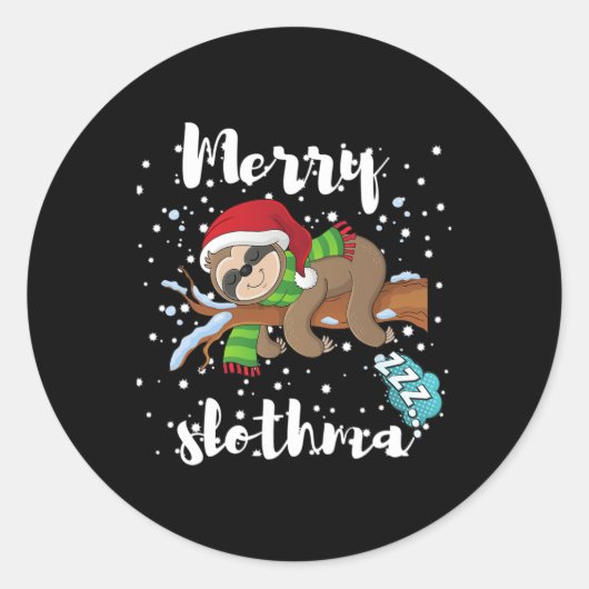 Sticker Rond Joyeux Slothmas Lazy Sloth Lover Noël Fa (Devant)