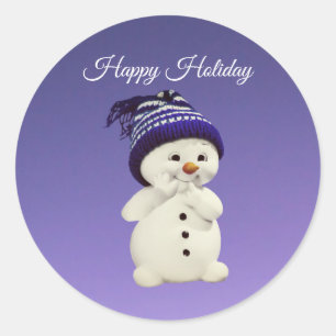 Sticker Rond Joyeux Snowman, Fête