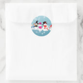 Sticker Rond Joyeux Snowmen (Sac)