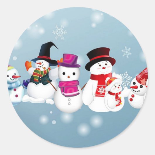 Sticker Rond Joyeux Snowmen (Devant)