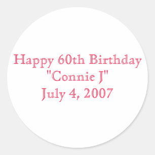 Sticker Rond Joyeux soixantième anniversaire