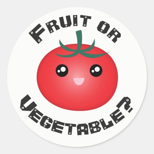 Sticker Rond Joyeux sourire Tomate Fruit Vegetable Kawaii (Devant)
