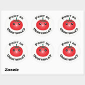 Sticker Rond Joyeux sourire Tomate Fruit Vegetable Kawaii (Feuille)
