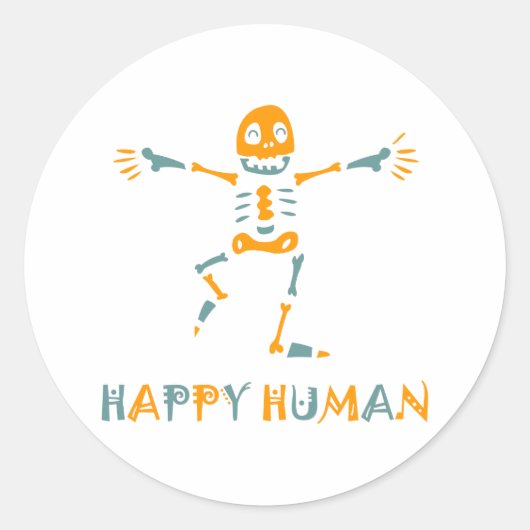Sticker Rond Joyeux squelette humain (Devant)