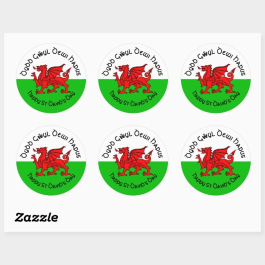 Sticker Rond Joyeux St Davids Day dans le style celtique Autoco (Feuille)