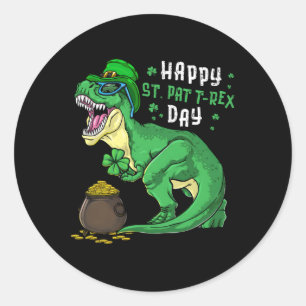 Sticker Rond Joyeux St Pat Trex Day Dino Jour de la Saint Patri