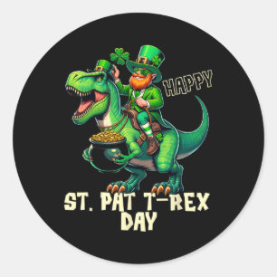 Sticker Rond Joyeux St. Pat Trex Jour Dinosaur Toddler Boys St