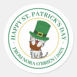 Sticker Rond Joyeux St. patrick jour vert famille Shamrock