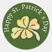 Sticker Rond Joyeux St. Patrick`s Day Shamrock Clover Green (Devant)