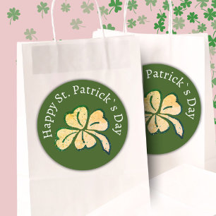 Sticker Rond Joyeux St. Patrick`s Day Shamrock Clover Green