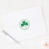 Sticker Rond Joyeux St. Patrick's Day Feuille Shamrock verte (Enveloppe)