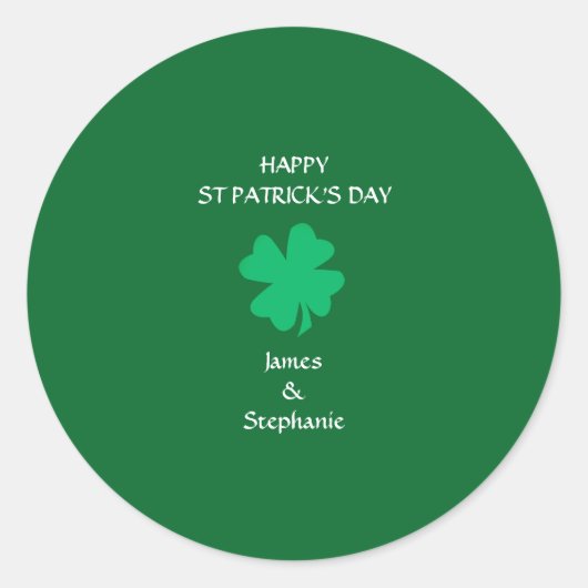Sticker Rond Joyeux St Patrick's Day Personnalisé Nom Shamrock  (Devant)