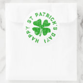 Sticker Rond Joyeux St Patrick's Day shamrock en détresse (Sac)