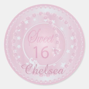 Sticker Rond Joyeux Sweet 16 Anniversaire