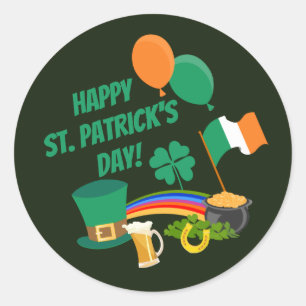 Sticker Rond Joyeux symboles et traditions de la Saint Patrick
