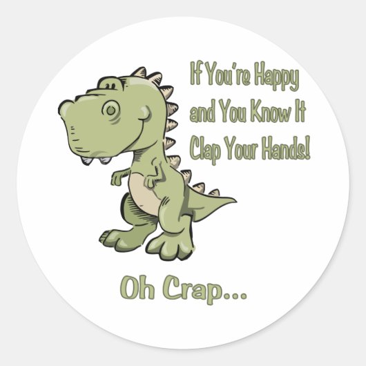 Sticker Rond Joyeux T-Rex (Devant)