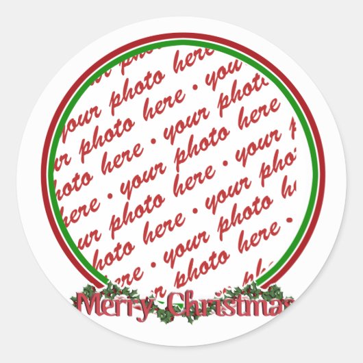 Sticker Rond Joyeux texte de Noël avec couronne et neige (Devant)