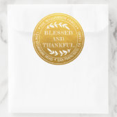 Sticker Rond Joyeux Thanksgiving Adresse de Retour Rustique Or (Sac)