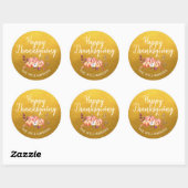 Sticker Rond Joyeux Thanksgiving Automne Citrouille Classique O (Feuille)