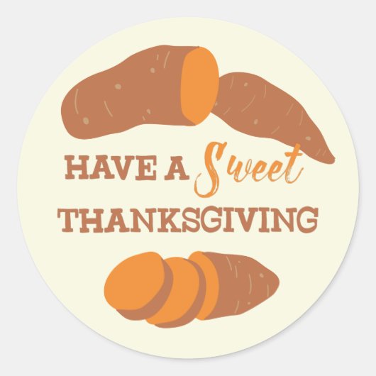 Sticker Rond Joyeux Thanksgiving aux Patates Douces (Devant)
