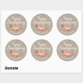 Sticker Rond Joyeux Thanksgiving d'automne Citrouille Papier Kr (Feuille)
