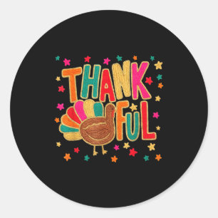Sticker Rond Joyeux Thanksgiving Drôle Remerciements Dinde Citr