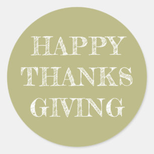 Sticker Rond Joyeux Thanksgiving Moderne Simple Citrouille Vert