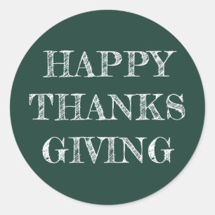 Sticker Rond Joyeux Thanksgiving Moderne Simple Vert Foncé