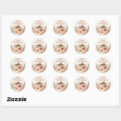 Sticker Rond Joyeux Thanksgiving Rustique Boho Citrouille Blanc (Feuille)