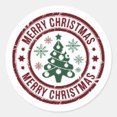 Sticker Rond Joyeux timbres de Noël Bébé adorable (Devant)