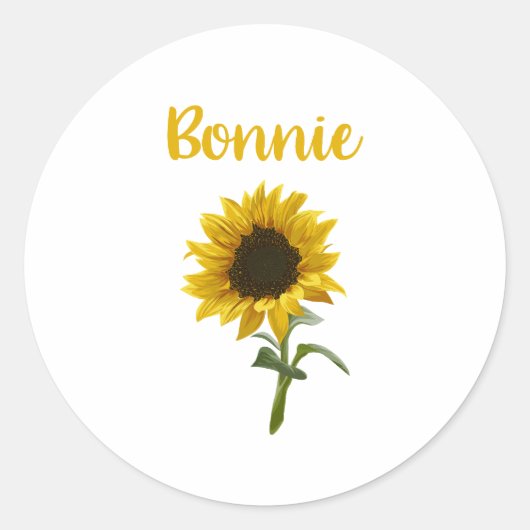 Sticker Rond Joyeux tournesol - Nom Bonnie (Devant)