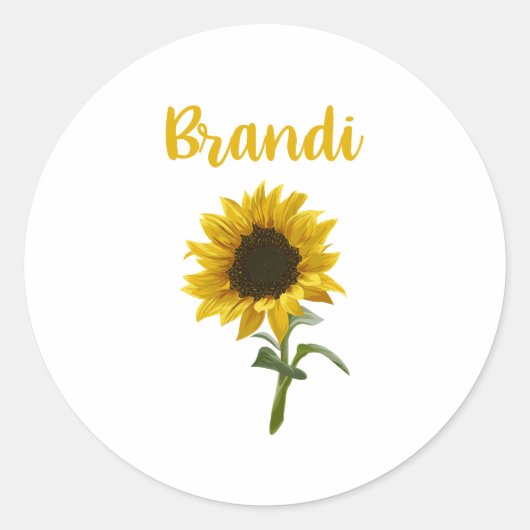 Sticker Rond Joyeux tournesol - Nom de Brandi (Devant)