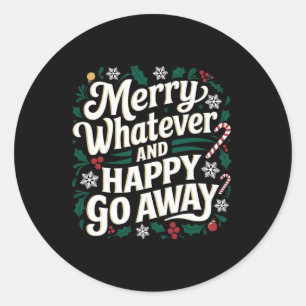Sticker Rond Joyeux Tout Et Heureux Partir Noël Drôle Q