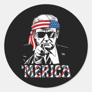 Sticker Rond Joyeux Trump Vintage 4 juillet Patriotique merica