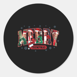 Sticker Rond Joyeux Trumpmas Père Noël Trump Pajamas de Noël Dr