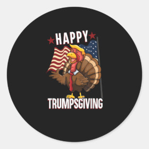 Sticker Rond Joyeux Trumpsgiving drôle Thanksgiving Turquie Tru