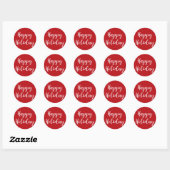 Sticker Rond Joyeux Vacances Blanc Script Rouge Simple (Feuille)