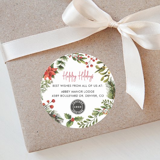 Sticker Rond Joyeux vacances Business Logo Noël